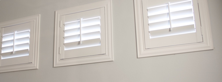 Small Windows in a Clearwater Garage with Plantation Shutters